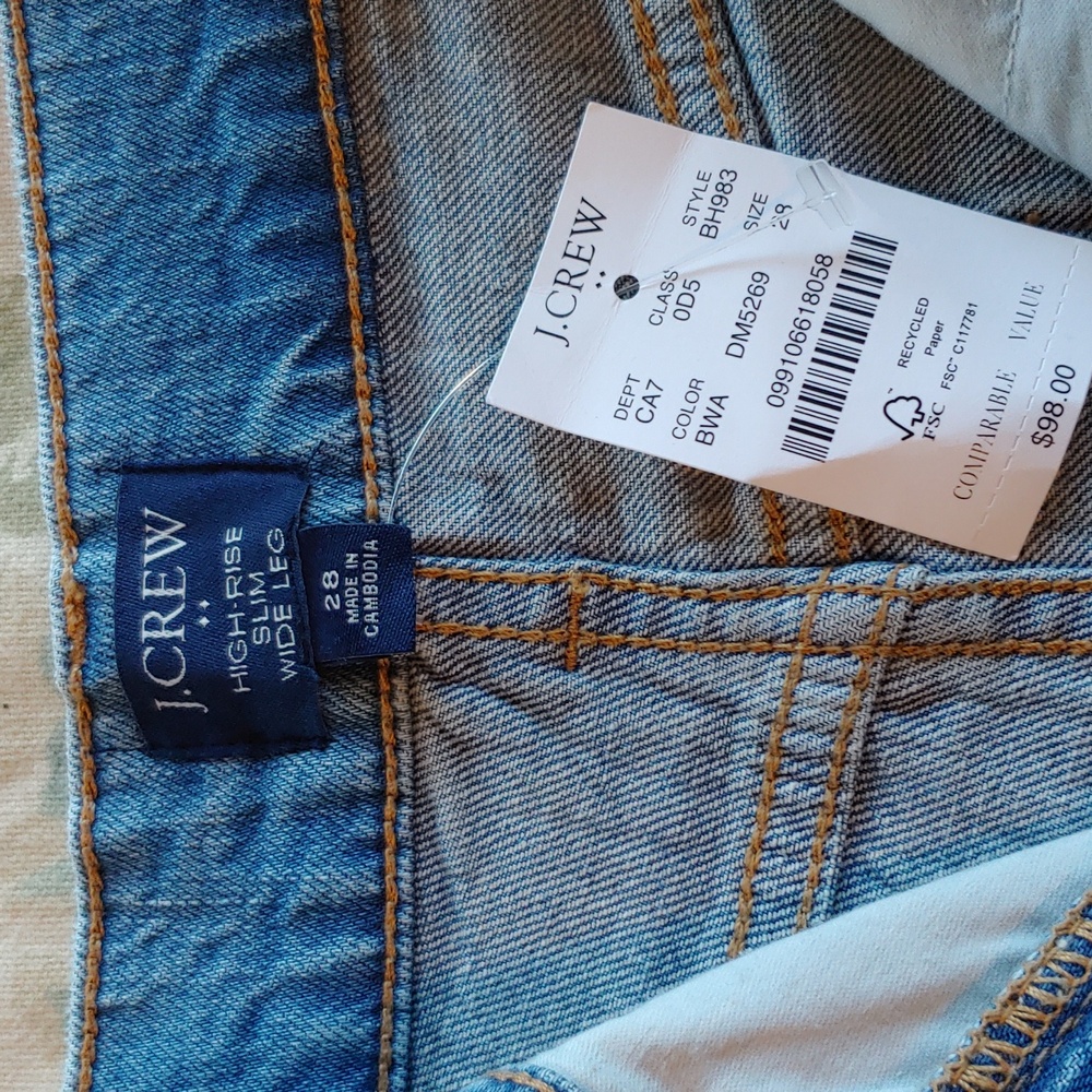 J.Crew High-Rise Slim Wide Leg Jeans in Classic Blue Women's Size 28 NWT - Picture 9 of 17